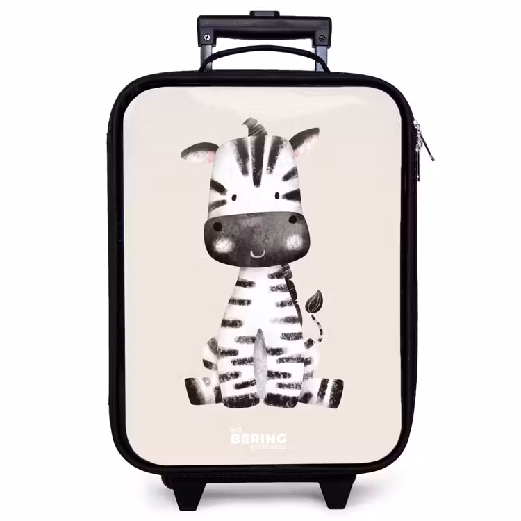 Valise enfant - Noir - Portrait de zèbre sur fond beige — 1