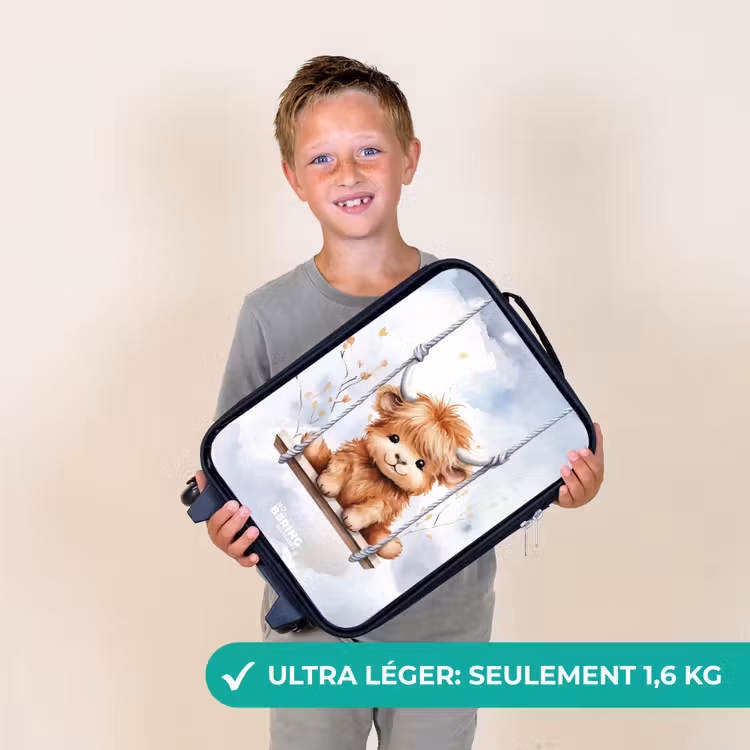 Valise enfant - Noir - Veau à l'aquarelle de Highlander écossais se balançant — 2