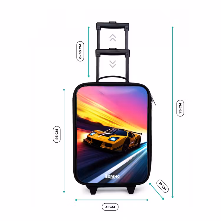Valise enfant - Noir - Voiture de course jaune au coucher du soleil — 7