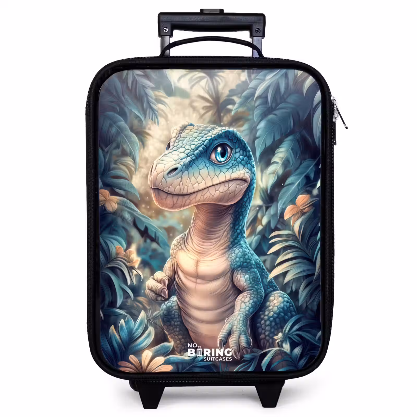 Valise enfant - Noir - Dino dans une jungle mystique au clair de lune — 1
