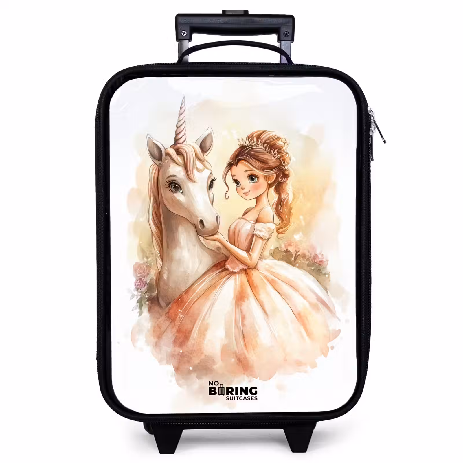 Valise enfant - Noir - Princesse en robe avec licorne blanche — 1