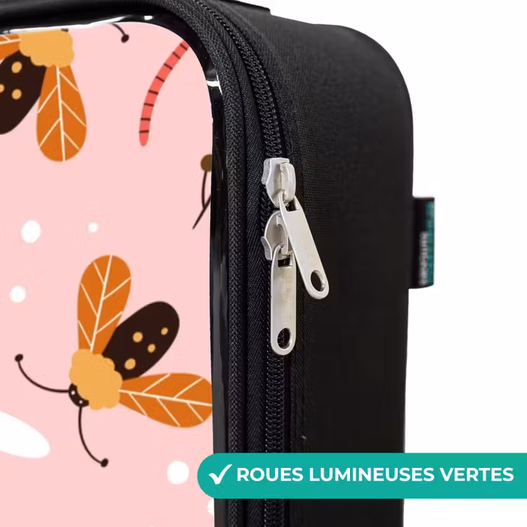 Valise enfant - Noir - Coccinelles et libellules sur fond rose — 6