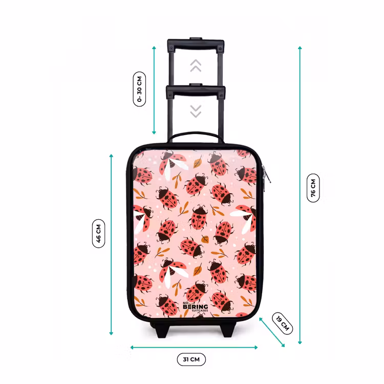 Valise enfant - Noir - Coccinelles rouges sur fond rose — 7