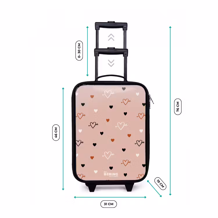 Valise enfant - Noir - Cœurs avec flèches en noir, blanc et rose — 7