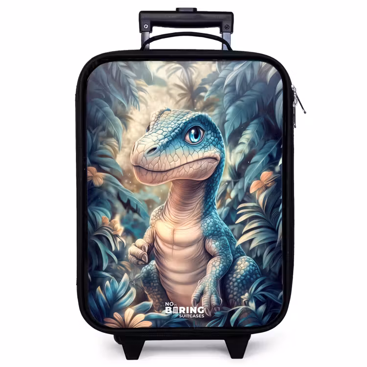 Valise enfant - Noir - Dino dans une jungle mystique au clair de lune — 1
