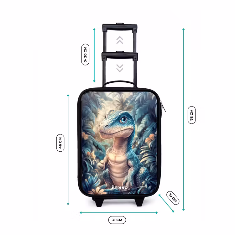 Valise enfant - Noir - Dino dans une jungle mystique au clair de lune — 7