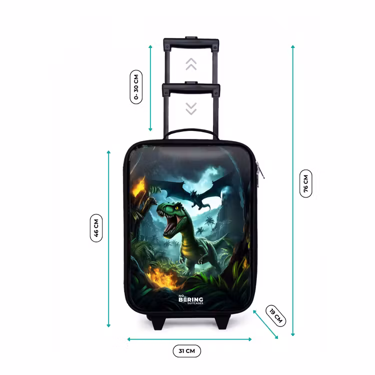 Valise enfant - Noir - Dinosaure et dragon dans une vallée brûlante — 7