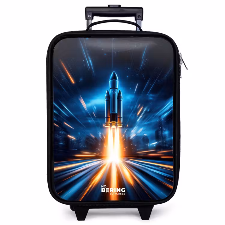 Valise enfant - Noir - La fusée spatiale décolle dans un spectacle lumineux nocturne — 1