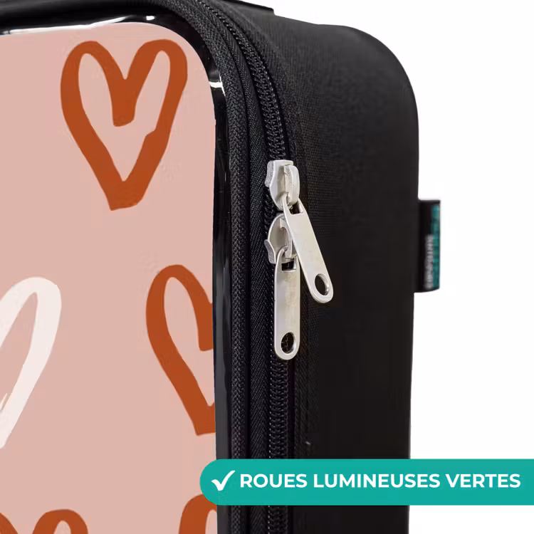 Valise enfant - Noir - Motif de cœur en rose et blanc — 6