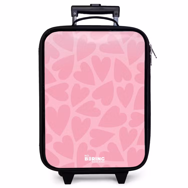 Valise enfant - Noir - Motif de cœurs roses — 1