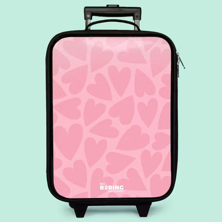 Valise enfant - Noir - Motif de cœurs roses — 3