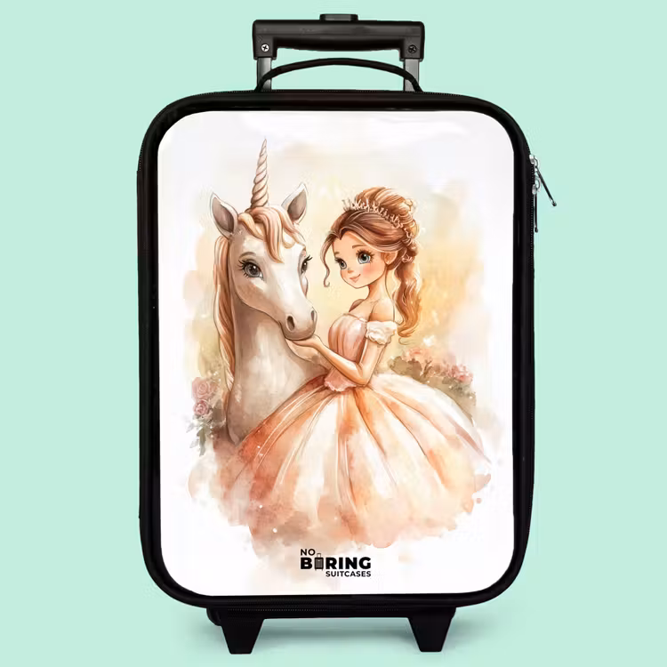 Valise enfant - Noir - Princesse en robe avec licorne blanche — 3
