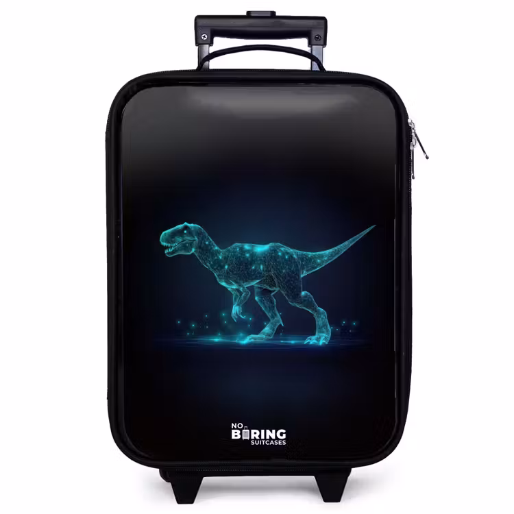 Valise enfant - Noir - T-Rex numérique dans un champ de lumière bleue — 1