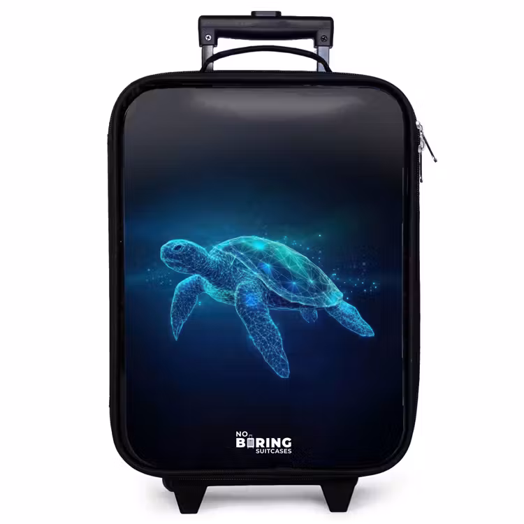 Valise enfant - Noir - Tortue lumineuse dans l'océan numérique — 1