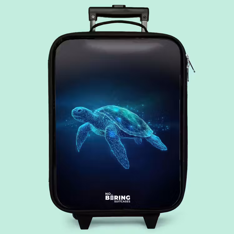Valise enfant - Noir - Tortue lumineuse dans l'océan numérique — 3