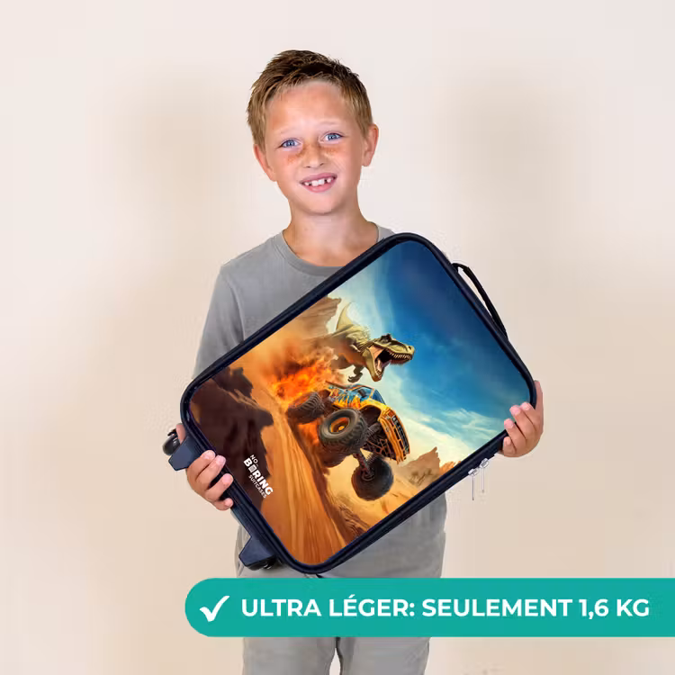 Valise enfant - Noir - Un camion en fuite à la recherche d'un T-Rex dans un désert en flammes — 2