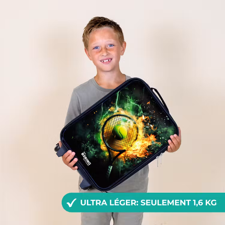 Valise enfant - Noir - Une balle de tennis en flammes lors d'un puissant smash — 2