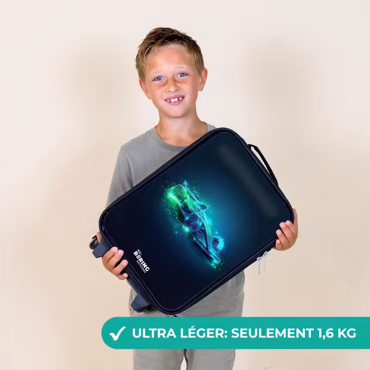 Valise enfant - Noir - Voiture de course néon en style numérique — 2