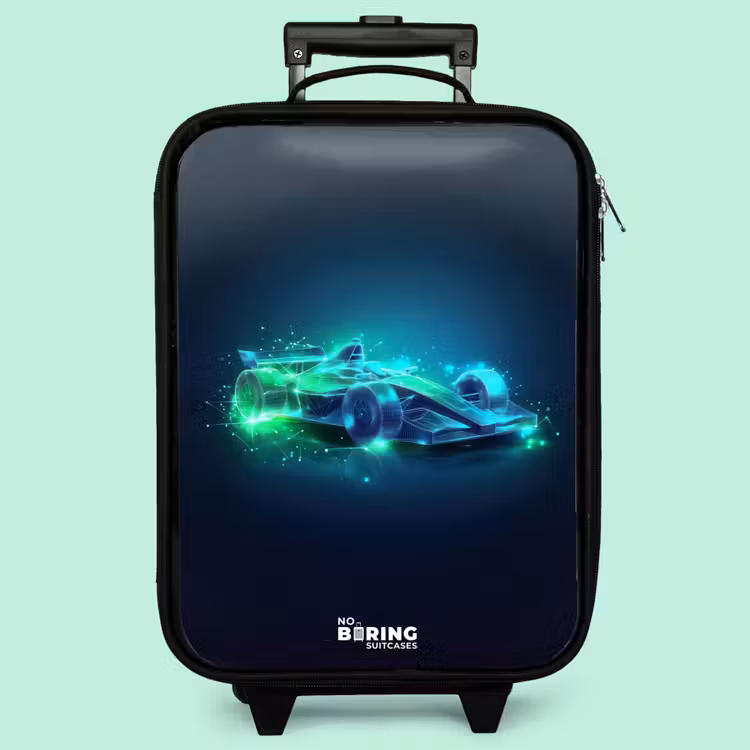 Valise enfant - Noir - Voiture de course néon en style numérique — 3