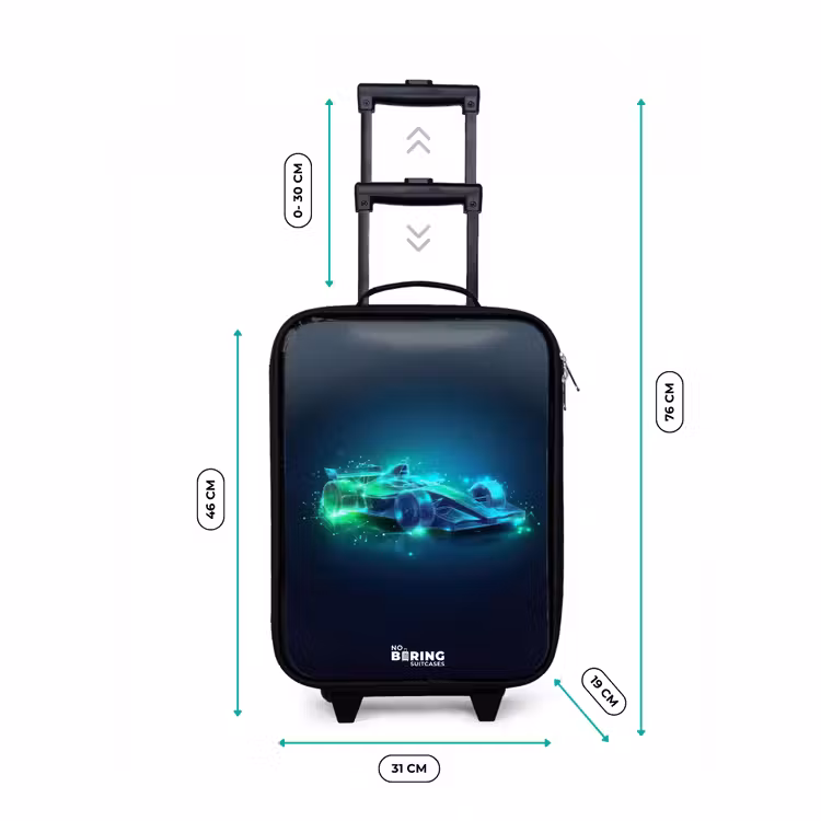 Valise enfant - Noir - Voiture de course néon en style numérique — 7
