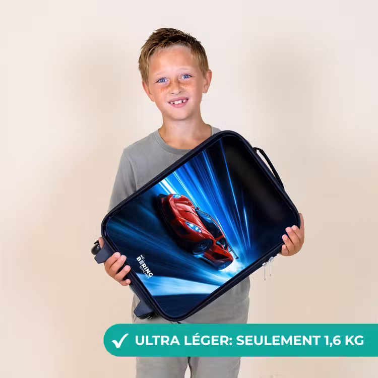 Valise enfant - Noir - Voiture de course rouge dans le monde de la vitesse numérique — 2