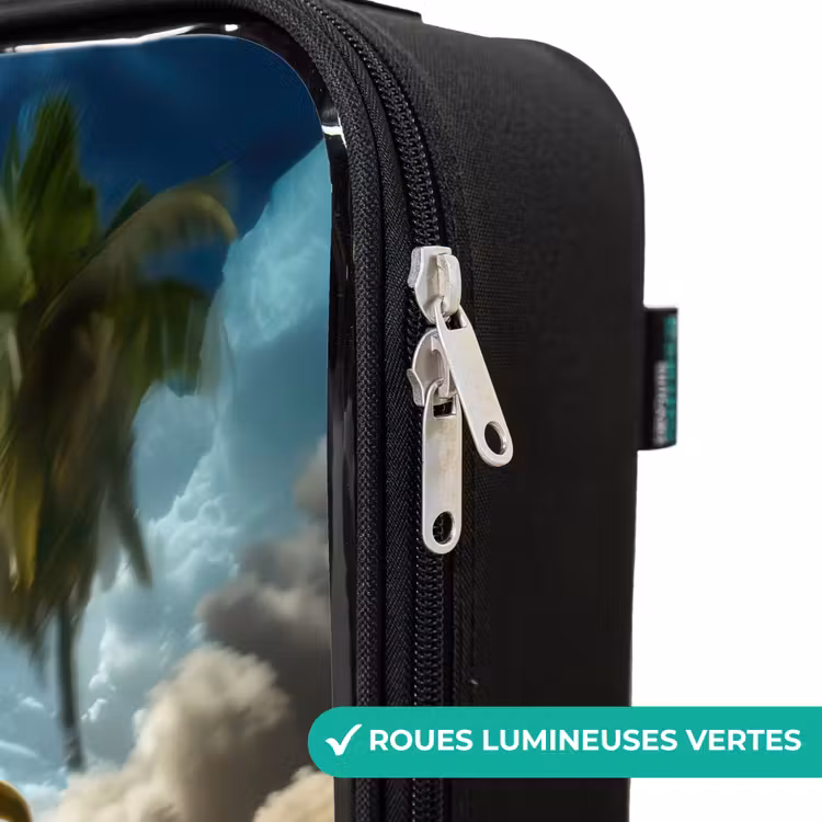 Valise enfant - Noir - Voiture de sport rouge avec dino sur une plage tropicale — 6