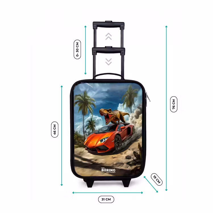 Valise enfant - Noir - Voiture de sport rouge avec dino sur une plage tropicale — 7
