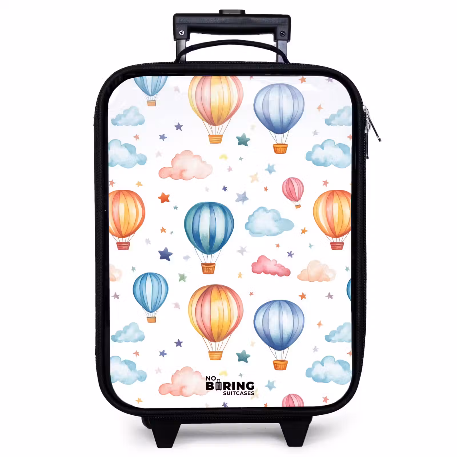 Valise enfant - Noir - Montgolfières colorées avec étoiles et nuages — 1