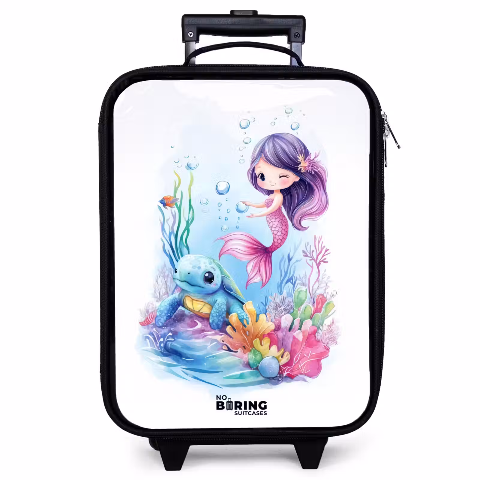 Valise enfant - Noir - Sirène avec tortue bleue parmi les coraux — 1