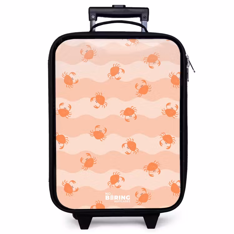 Valise enfant - Noir - Crabes orange sur fond ondulé — 1