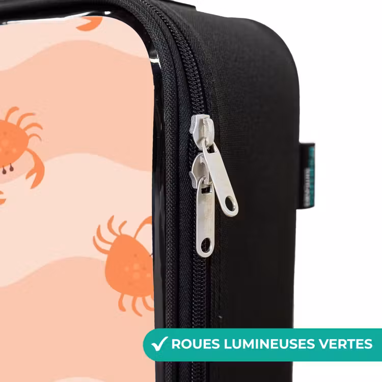 Valise enfant - Noir - Crabes orange sur fond ondulé — 6