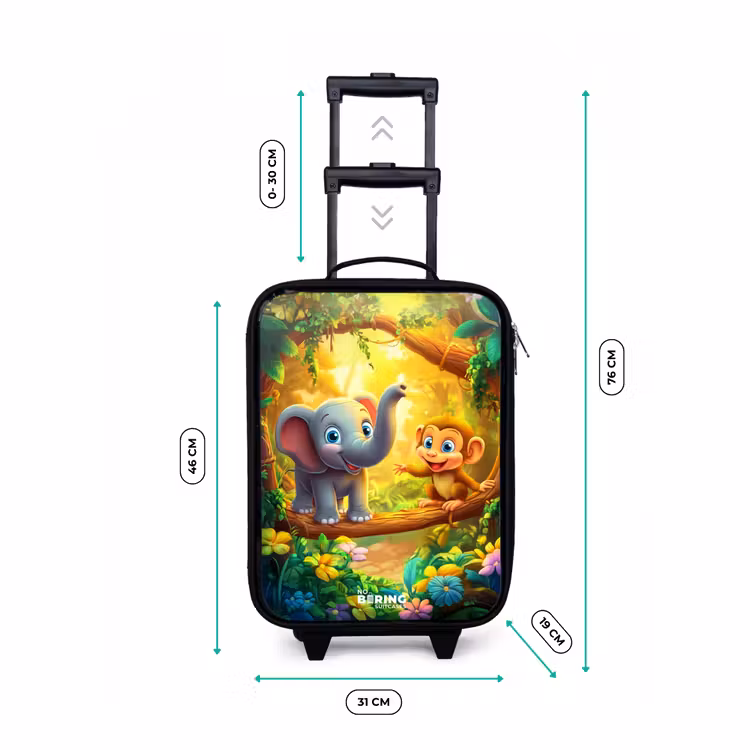 Valise enfant - Noir - Éléphant et singe dans une jungle colorée — 7