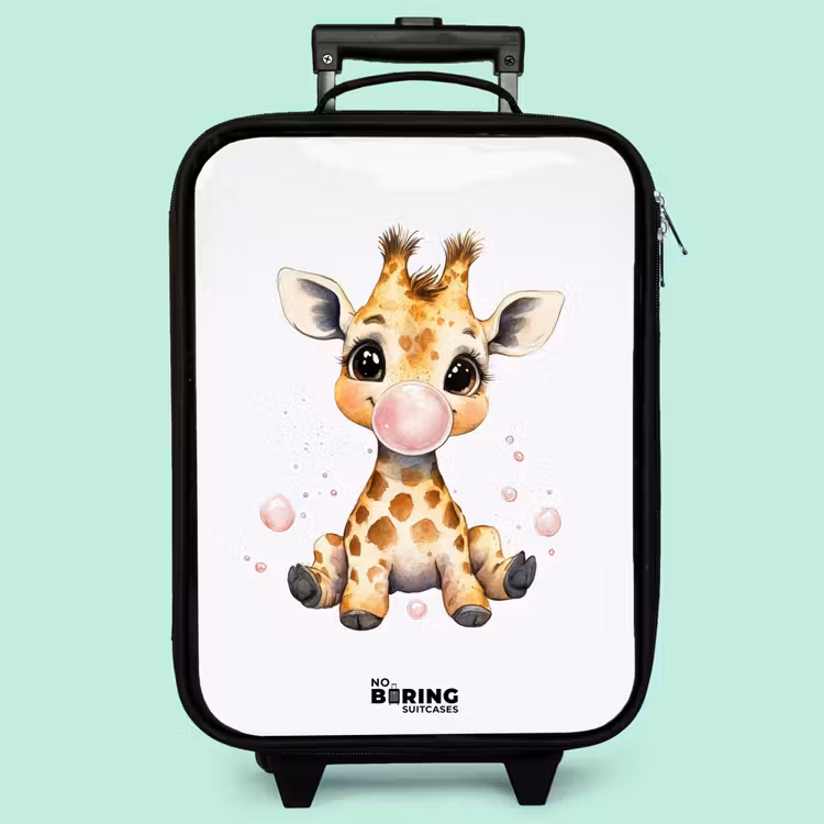 Valise enfant - Noir - Girafe avec boule de gomme rose — 3