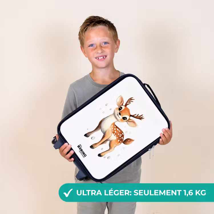 Valise enfant - Noir - Jeune cerf avec des bois et des points blancs — 2