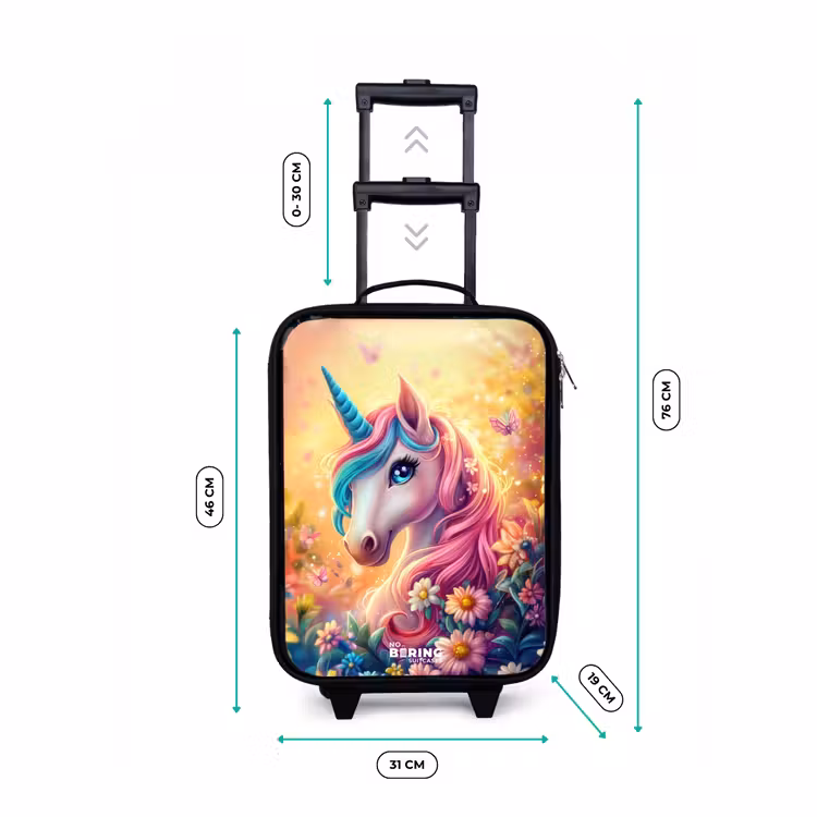 Valise enfant - Noir - Licorne avec fleurs colorées — 7