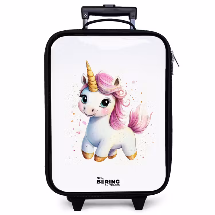 Valise enfant - Noir - Licorne blanche à crinière rose — 1