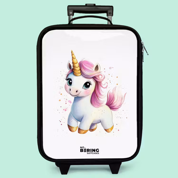 Valise enfant - Noir - Licorne blanche à crinière rose — 3