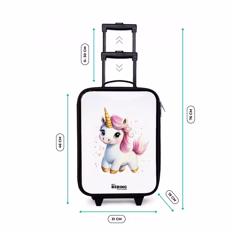 Valise enfant - Noir - Licorne blanche à crinière rose — 7