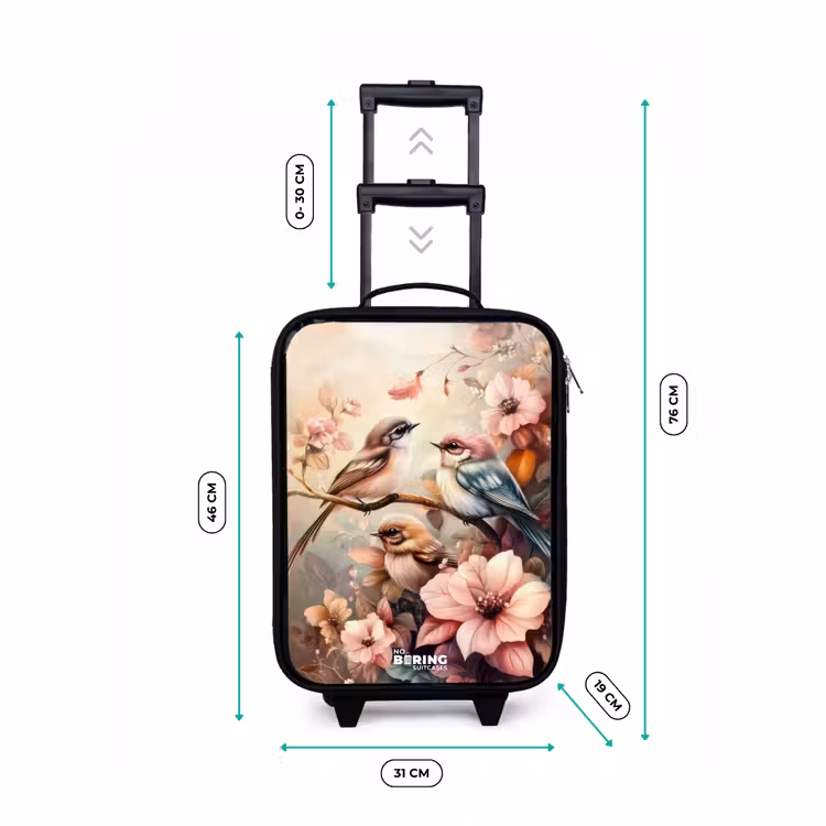 Valise enfant - Noir - Oiseaux aux fleurs roses — 7