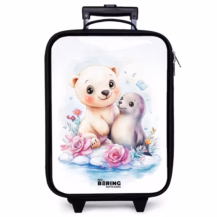 Valise enfant - Noir - Ours polaire et phoque sur la banquise — 1