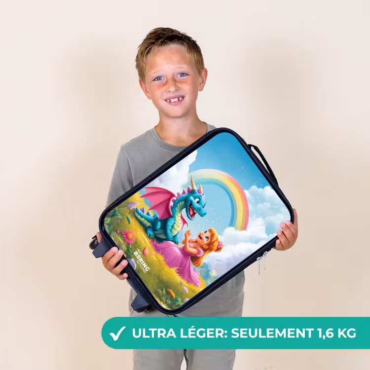Valise enfant - Noir - Princesse et dino dans un monde coloré — 2
