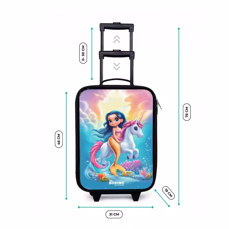 Valise enfant - Noir - Sirène à queue d'or avec une licorne blanche — 7