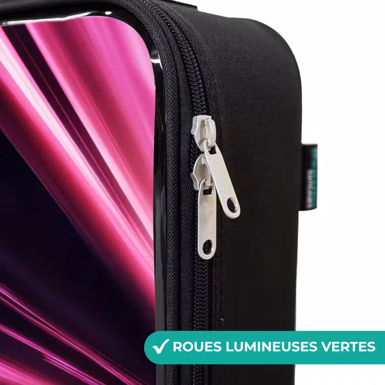 Valise enfant - Noir - Une voiture de course rose brille à la lumière des néons — 6