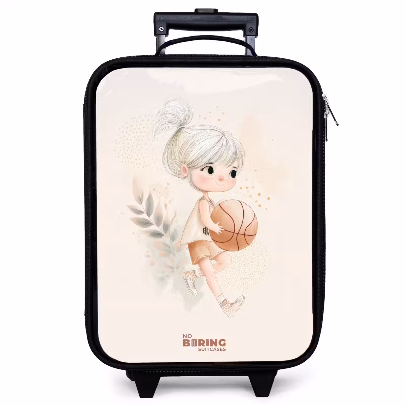 Valise enfant - Noir - Fille avec un ballon de basket dans des couleurs neutres. — 1