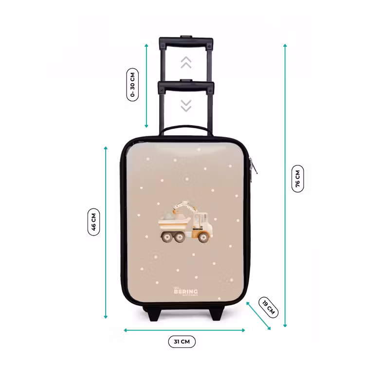 Valise enfant - Noir - Camion-benne jaune avec pierres et motifs à pois — 7