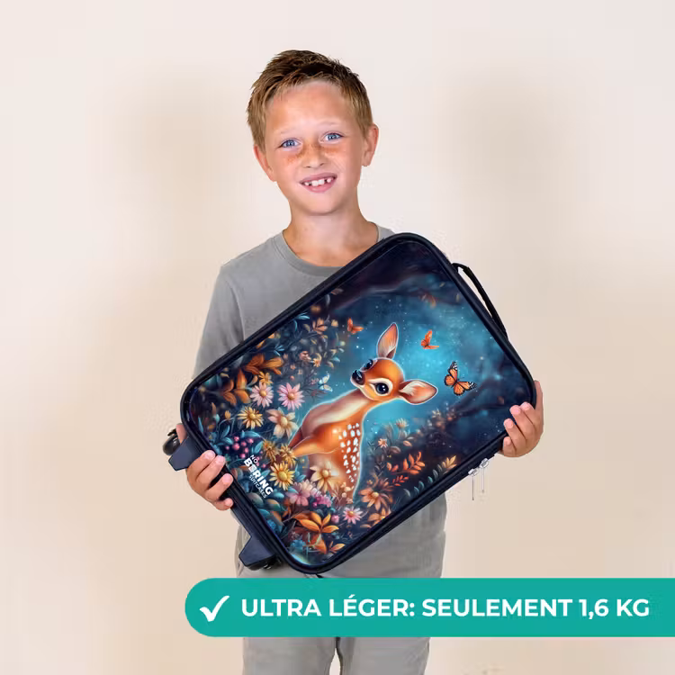 Valise enfant - Noir - Cerf parmi les fleurs dans une forêt enchantée — 2