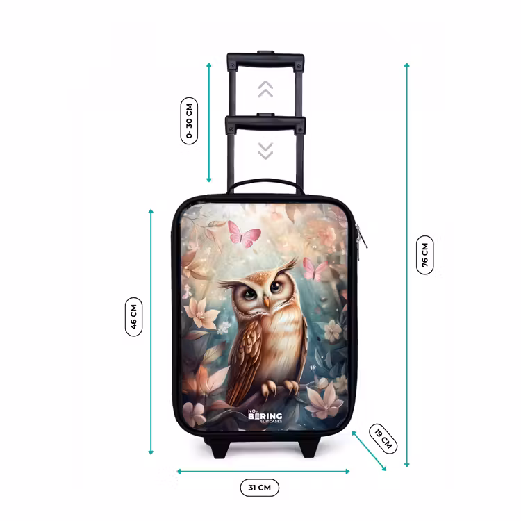 Valise enfant - Noir - Chouette avec papillons dans une forêt mystique — 7