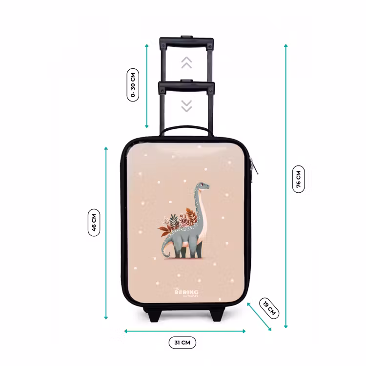 Valise enfant - Noir - Dinosaure bleu sur fond beige à pois — 7