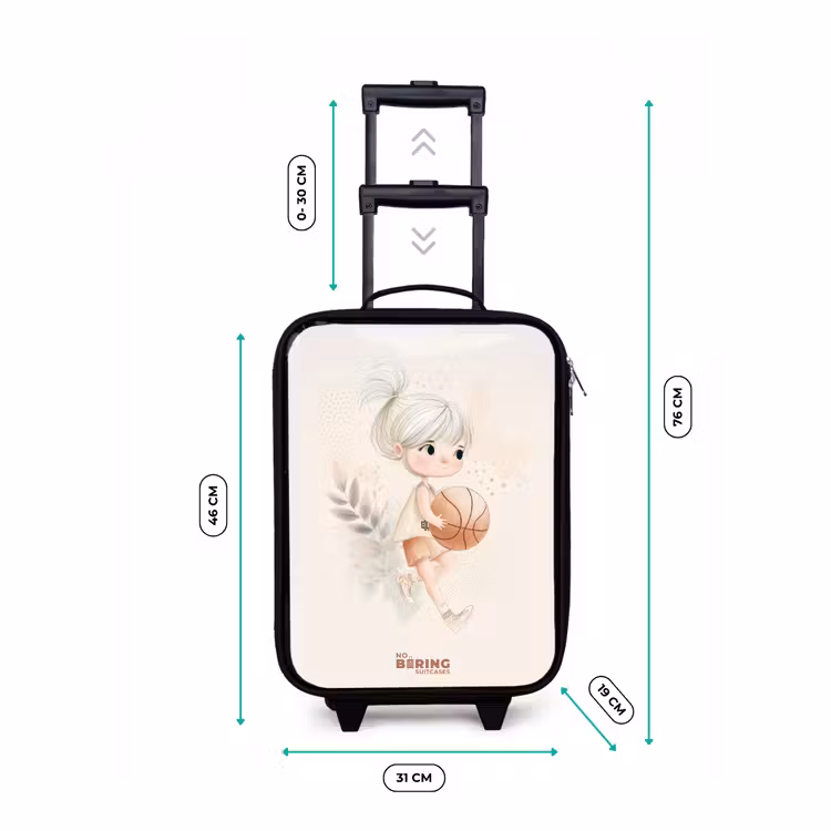 Valise enfant - Noir - Fille avec un ballon de basket dans des couleurs neutres. — 7