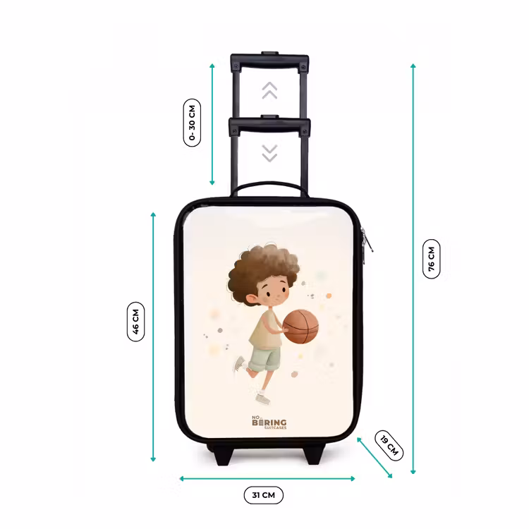Valise enfant - Noir - Garçon avec un ballon de basket en couleur beige — 7